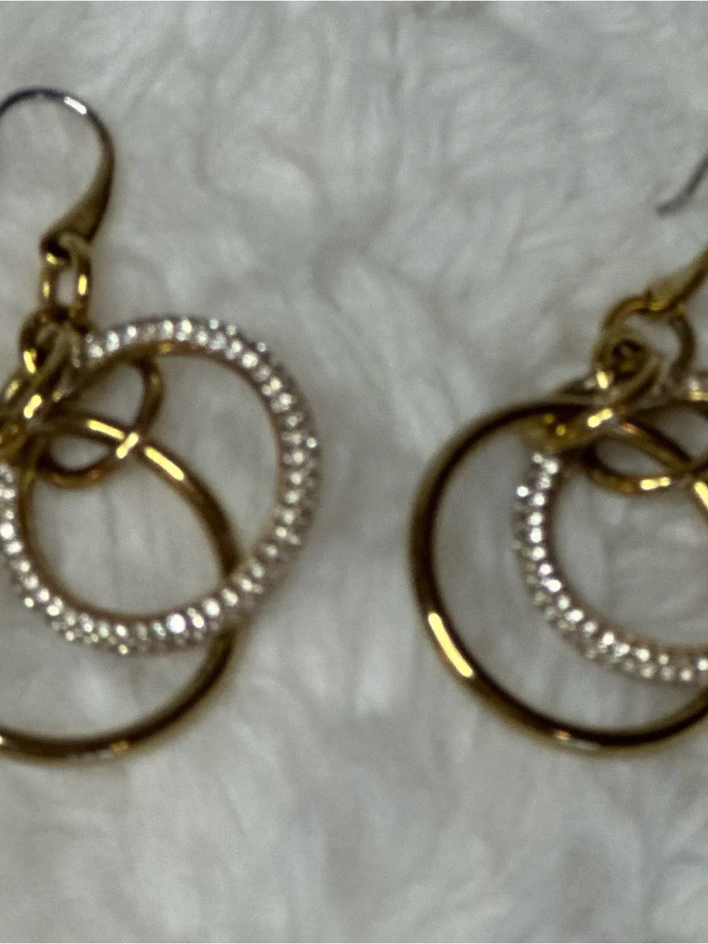 Michael Kors Gold-Tone Interlocking Ring Drop Earrings with Crystal Rings